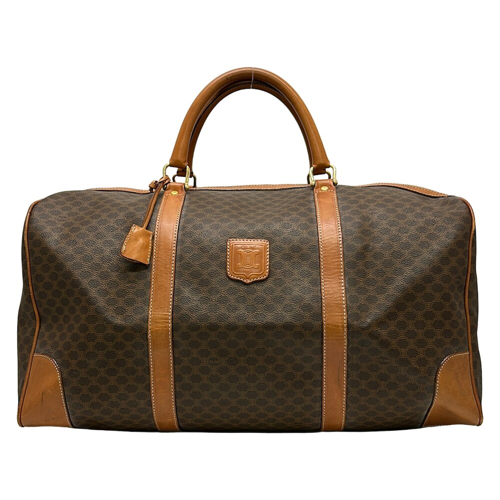 Celine Macadam Boston Bag Dark Brown PVC Leather